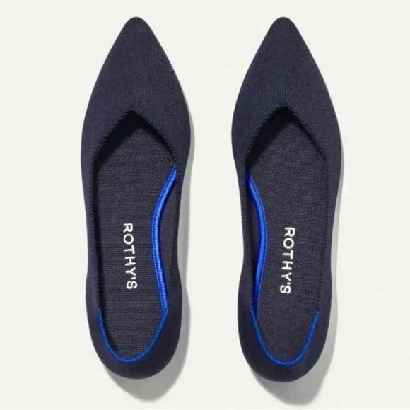 Rothy’s The Point Navy Stretch Shoe Womens 6.5 Recycled Materials - Picture 1 of 9
